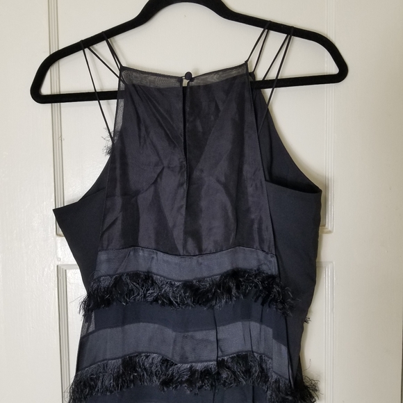 HUNTER BELL black overlay fuzzy stripe sleeveless spaghetti strap maxi dress - Picture 6 of 10